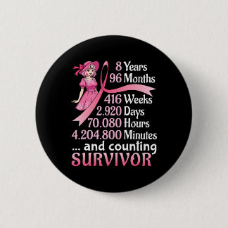 8 Years 96 Months And Counting Breast Cancer Survi Button