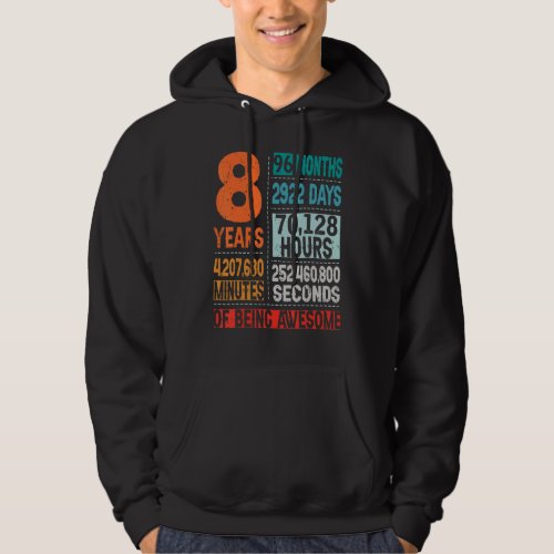 8 Years 96 Months Of Being Awesome 8th Birthday Co Hoodie