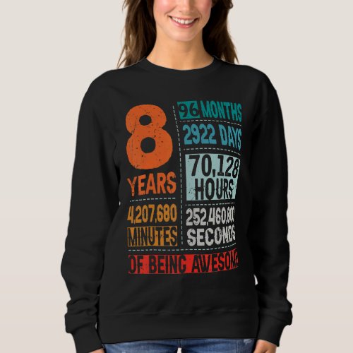 8 Years 96 Months Of Being Awesome 8th Birthday Co Sweatshirt