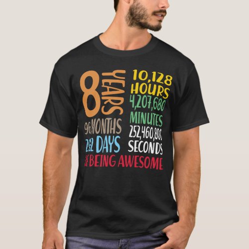 8 Years 96 Months Of Being Awesome 8th Birthday Co T_Shirt