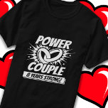 8 Years Comic Super Power Couple 8th Anniversary T-Shirt<br><div class="desc">This fun 8th wedding anniversary design is perfect for couples married 8 years to celebrate their marriage! Great to celebrate with your husband or wife or for your parents' 8 year wedding anniversary party! Features 'Power Couple - 8 Years Strong!' wedding anniversary quote w/ joined wedding rings in a blast...</div>