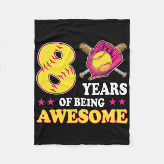 8 Years Of Being Awesome Softll Girl 8th Birthday Fleece Blanket