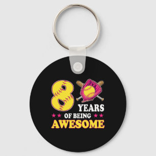 8 Years Of Being Awesome Softll Girl 8th Birthday Keychain