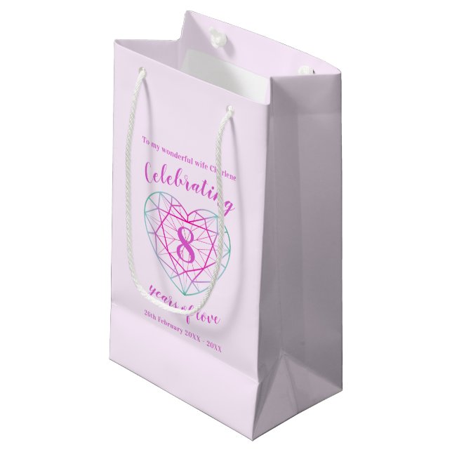 8 years of love tourmaline two tone gift bag (Front Angled)