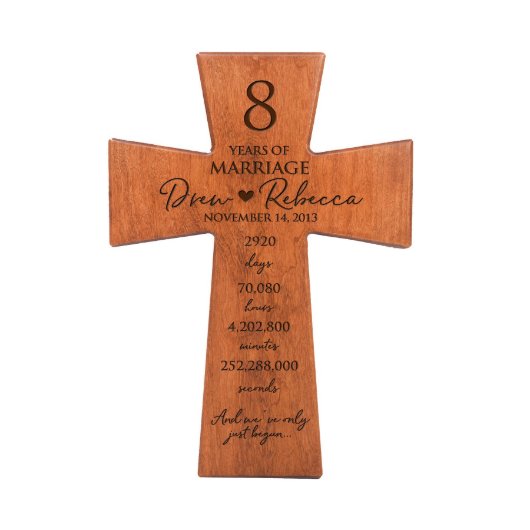 8 Years Of Marriage Anniversary Wall Cross (Front)