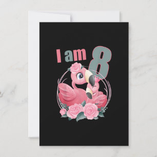 8 Years old 8 birthday outfit Boy girl Cute Flamin Invitation