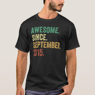 8 Years Old  8th Birthday Awesome Since September  T-Shirt