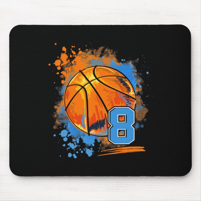 8 Years Old 8th Birthday Basketball  Mouse Pad (Front)