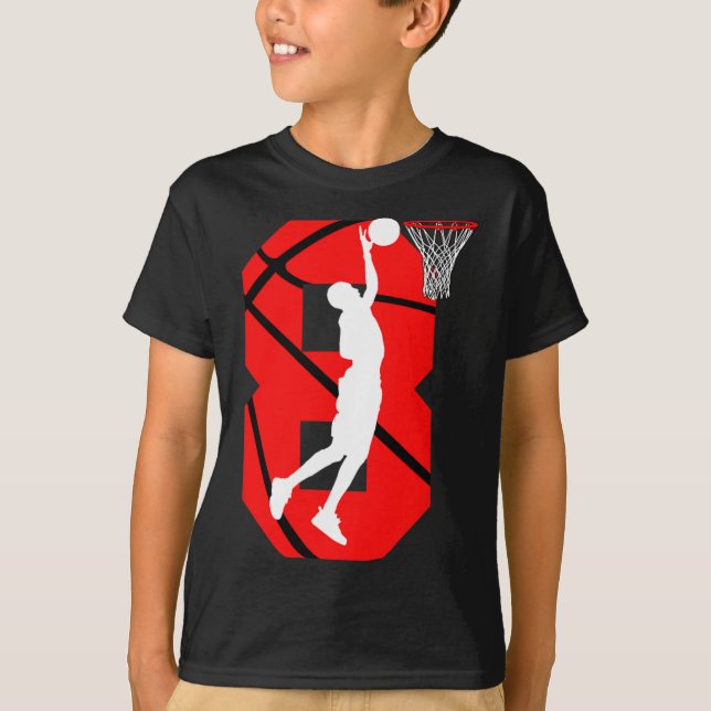 8 years Old 8th Birthday Boy Basketball lovers  T-Shirt (Front)