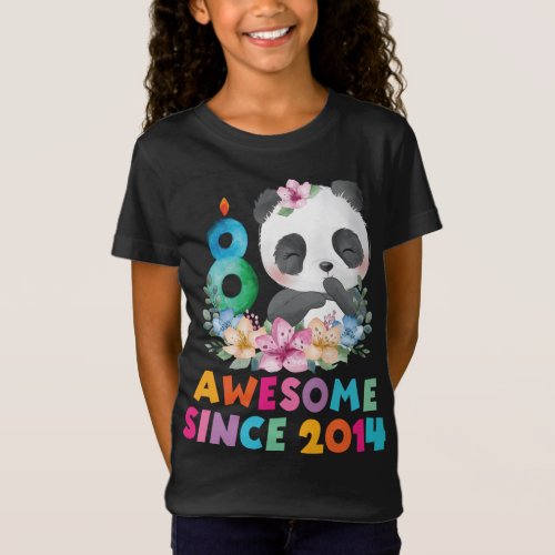 8 Years Old 8th Birthday Panda Unicorn Girl Party  T_Shirt