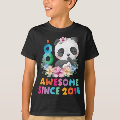 8 Years Old 8th Birthday Panda Unicorn Girl Party  T_Shirt