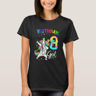 8 Years Old 8th Birthday Tie Dye Unicorn Dabbing P T-Shirt