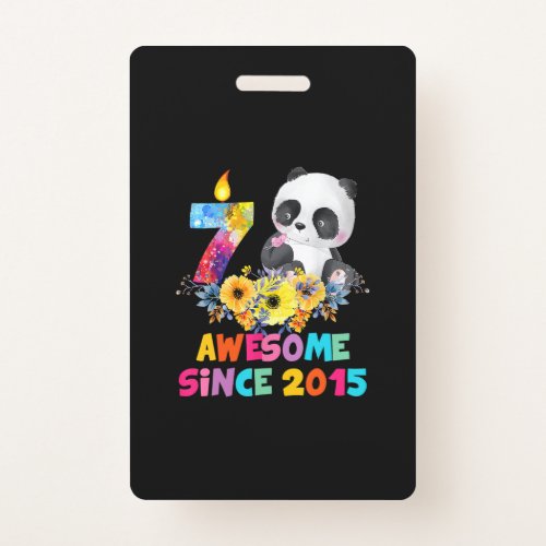 8 Years Old Awesome 2015 8th Birthday Girls Panda  Badge