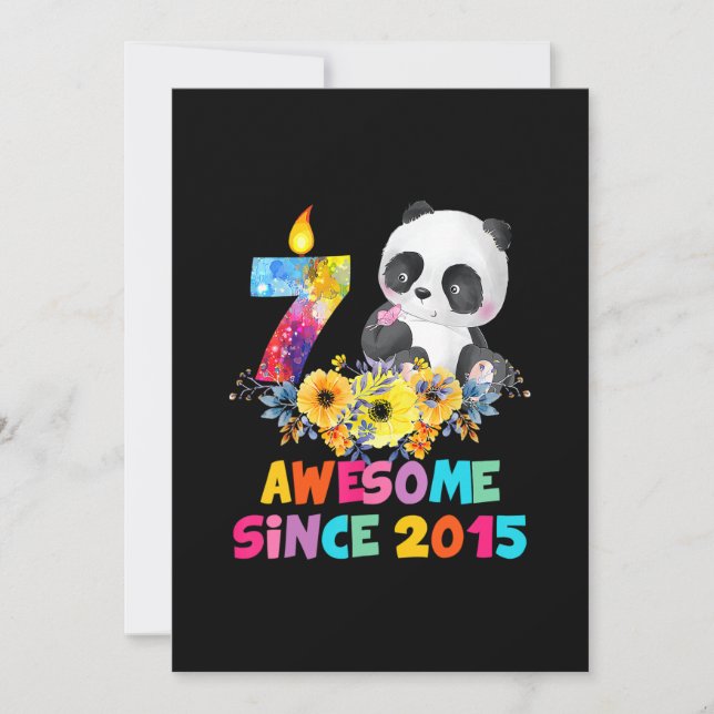8 Years Old Awesome 2015 8th Birthday Girls Panda Invitation (Front)