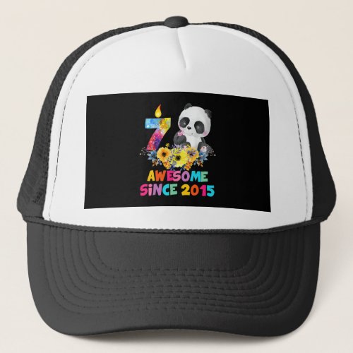 8 Years Old Awesome 2015 8th Birthday Girls Panda Trucker Hat