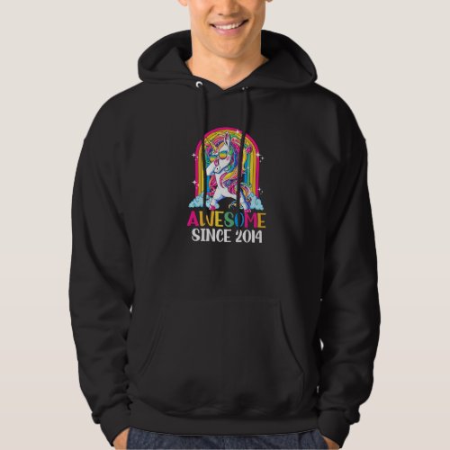 8 Years Old Awesome Since 2014 Dabbing Unicorn 8th Hoodie