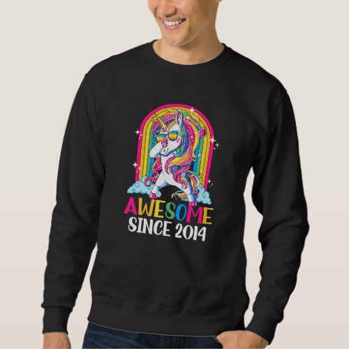 8 Years Old Awesome Since 2014 Dabbing Unicorn 8th Sweatshirt