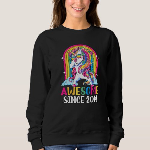 8 Years Old Awesome Since 2014 Dabbing Unicorn 8th Sweatshirt