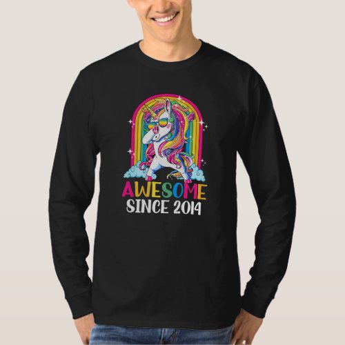 8 Years Old Awesome Since 2014 Dabbing Unicorn 8th T_Shirt