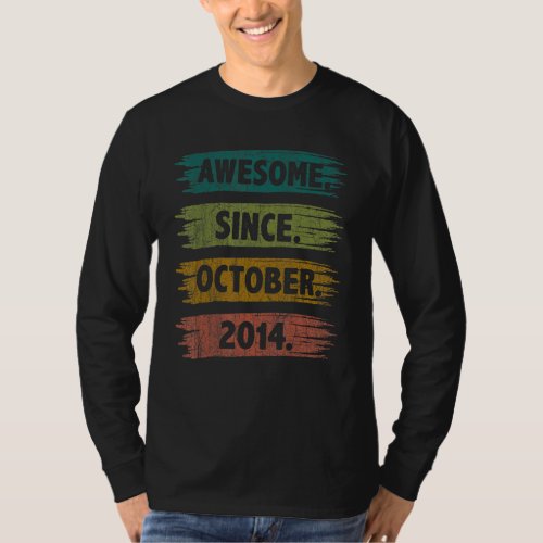 8 Years Old  Awesome Since October 2014 8th Birthd T_Shirt