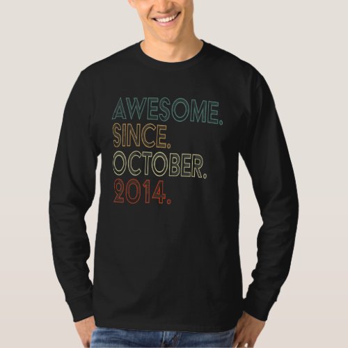 8 Years Old  Awesome Since October 2014 8th Birthd T_Shirt