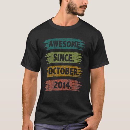 8 Years Old  Awesome Since October 2014 8th Birthd T_Shirt