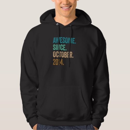 8 Years Old Awesome Since October 2014 8th Birthda Hoodie