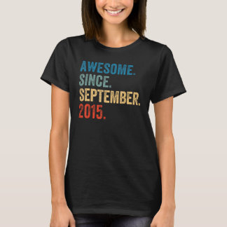 8 Years Old Awesome Since September 2015 8th Birth T-Shirt