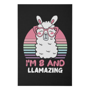 8 Years Old Bday Llamazing 8th Birthday Llama Faux Canvas Print