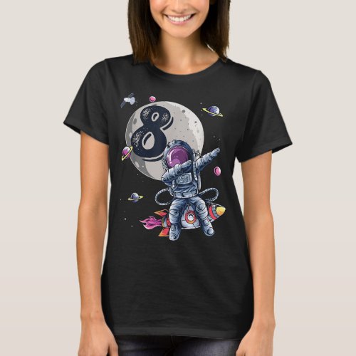 8 Years Old Birthday Boy Astronaut Gifts Space 8th T_Shirt