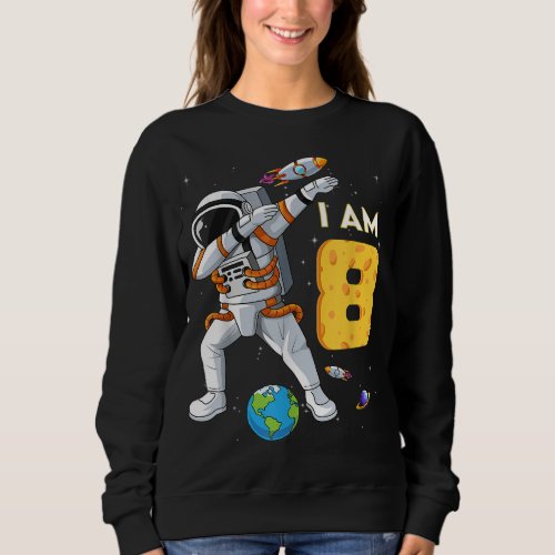 8 Years Old Birthday Boy Astronaut Space 8th B Day Sweatshirt