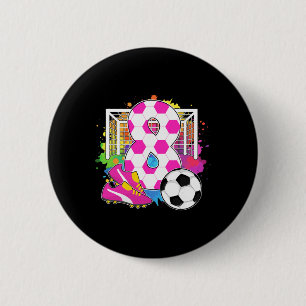 8 Years Old Birthday Girl 8th Birthday Soccer Them Button