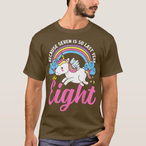 8 Years Old Birthday Girls Rainbow Unicorn 8th Bir T_Shirt