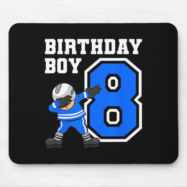 8 Years Old Boy Ice Hockey Player 8th Birthday Kid Mouse Pad (Front)