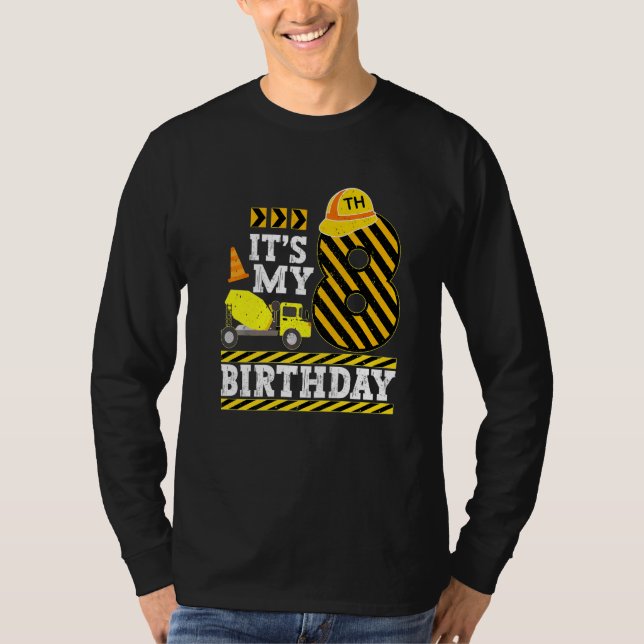 8 Years Old Boy It's My 8th Birthday Construction  T-Shirt (Front)