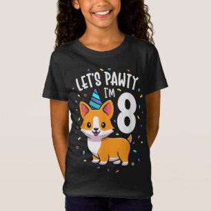 8 Years Old Corgi Dog Lover 8th Birthday Party Out T-Shirt