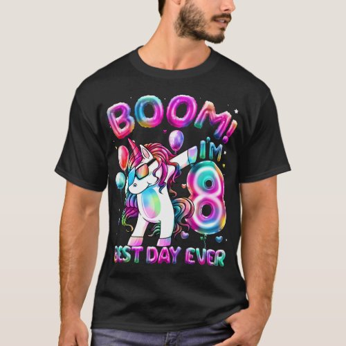 8 Years Old Dabbing Unicorn Gifts 8th Birthday Gir T_Shirt