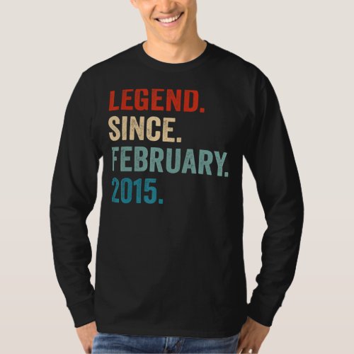 8 Years Old Gift Legend Since February 2015 8th Bi T_Shirt
