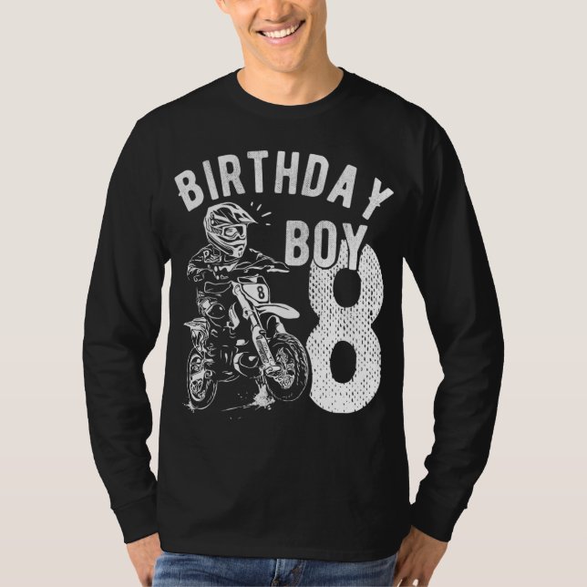 8 years old kid - Birthday boy - Dirt bike - Motor T-Shirt (Front)
