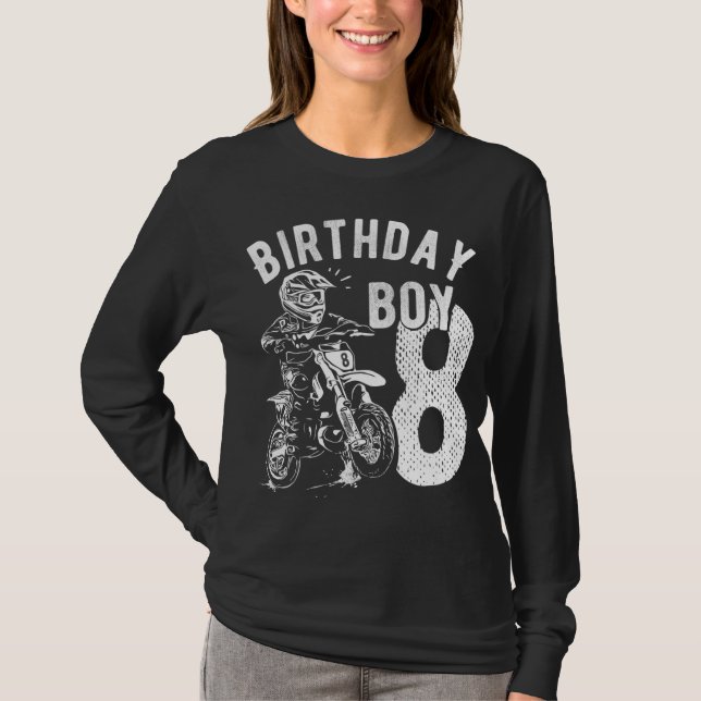 8 years old kid - Birthday boy - Dirt bike - Motor T-Shirt (Front)