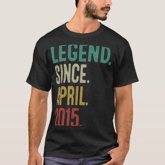 8 Years Old Legend Since April 2015 8th Birthday T-Shirt