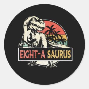 8 Years Old T-Rex Dinosaur Birthday Gift Classic Round Sticker