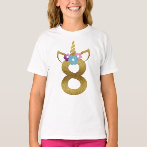 8 years old Unicorn Birthday Girl for Kids T_Shirt