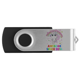 8 Years Old Unicorn Cutie 8th Birthday Unicorn Gif Flash Drive