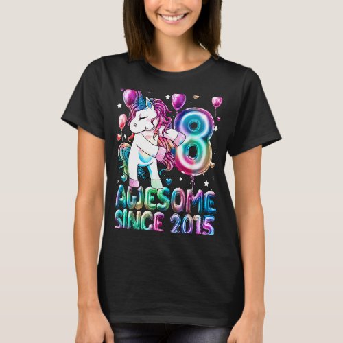 8 Years Old Unicorn Flossing 8th Birthday Girl T_Shirt
