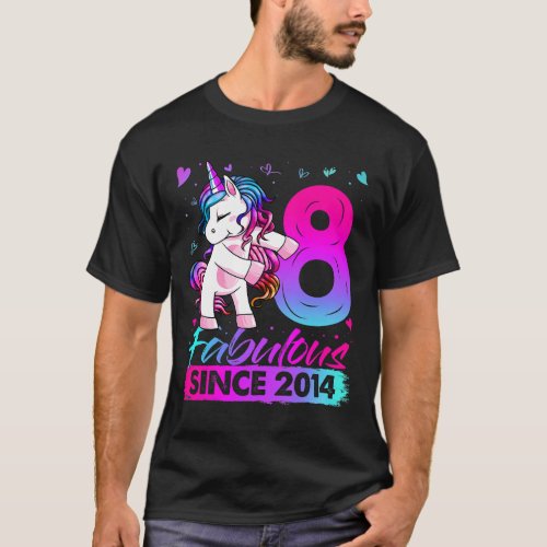 8 Years Old Unicorn Flossing 8th Birthday Girl Uni T_Shirt