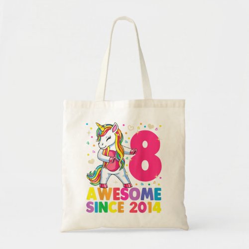 8 Years Old Unicorn Flossing 8th Birthday Girl Uni Tote Bag