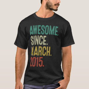 8 Years Old Vintage March 2015 8th Birthday T-Shirt