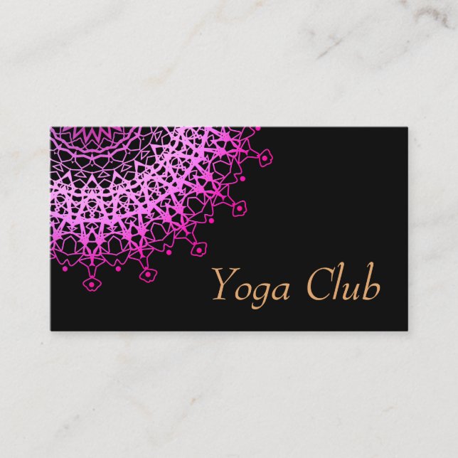 8. Yoga Center, yoga, sports,  Golden mandala Business Card (Front)