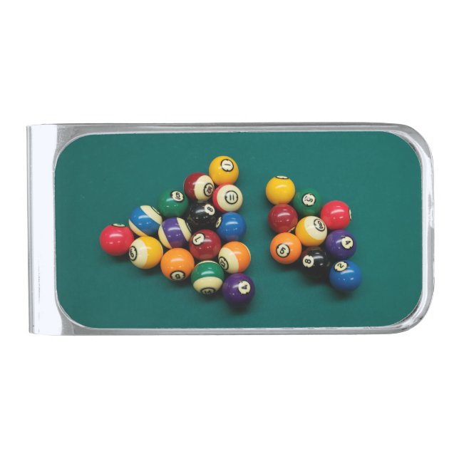 8ball and 9ball billiard rack Money Clip (Front)